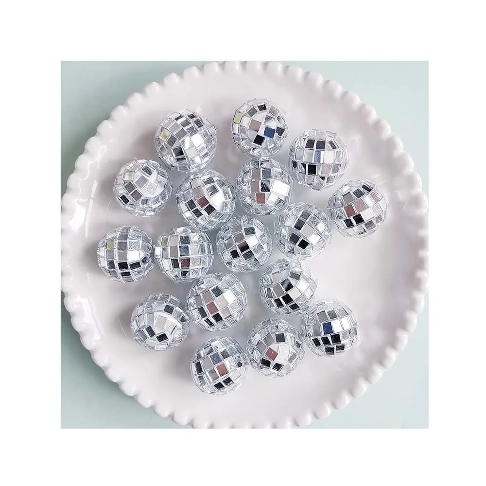 Wholesale 100Pcs/Lot 21MM Large Size Acrylic Faceted Ball Beads Gold Silver Color Loose Beads for Jewelry Making Findings