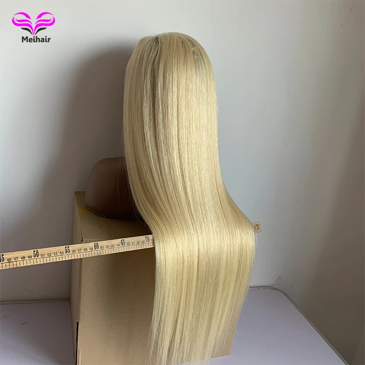 

Brazilian Virgin Human Hair Preplucked 1b 613 blonde lace frontal wig Swiss Transparent Lace Front Wig With Baby Hair