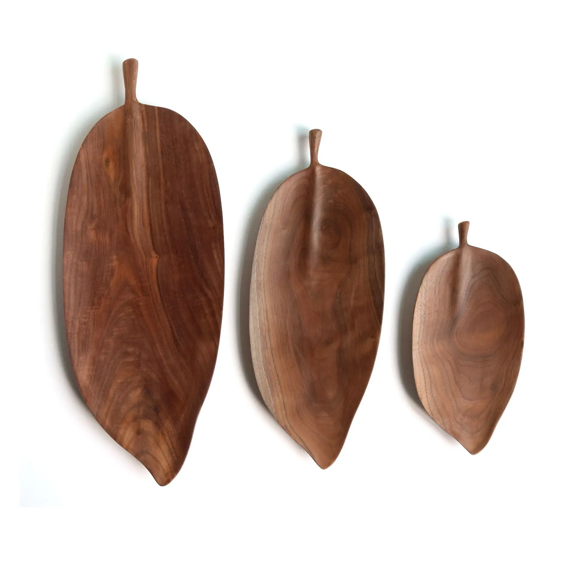 

Black Walnut Wood Plate, hand-carved leaf-shaped wood tea plate, wooden plate custom, Natural