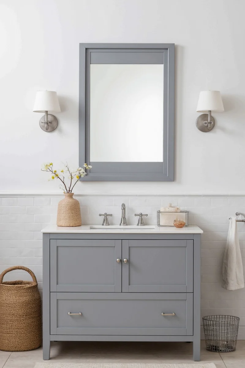 why a gray vanity might be the coolest and most family friendly upgrade for your bathroom