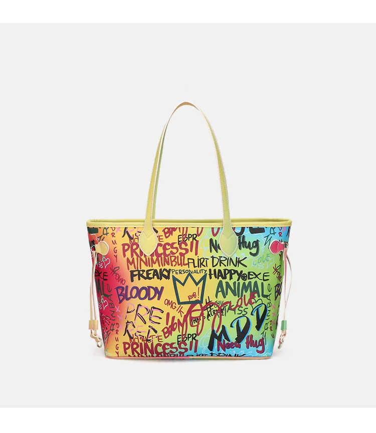 

2021 Wholesale high quality tote purse for lady graffiti woman handbag bag ready to ship