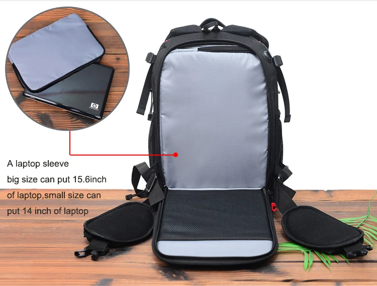 Customized elegant professional soft water resistant black lightweight camera backpack for women and men