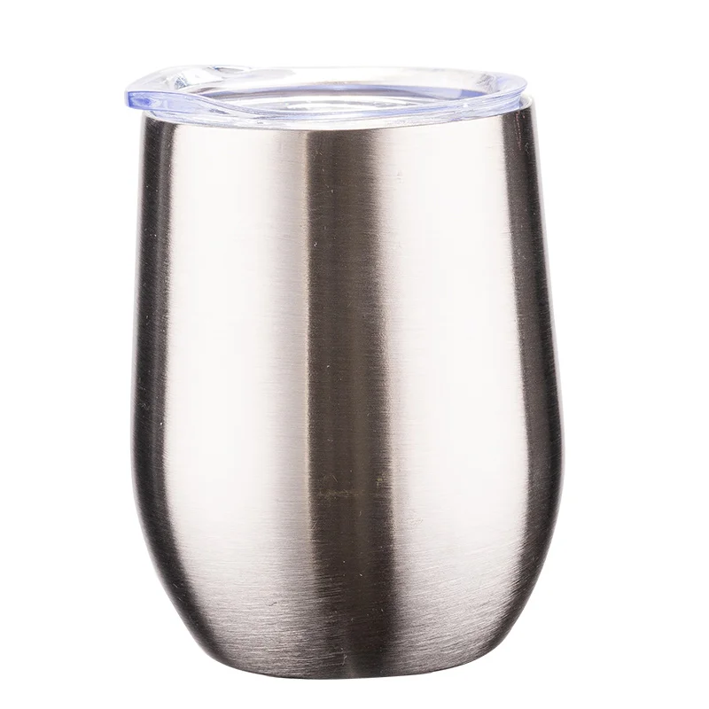 

12oz Wholesale Hot selling custom logo stainless steel wine tumbler cups double wall vacuum insulated egg shape mugs with lid, Picture