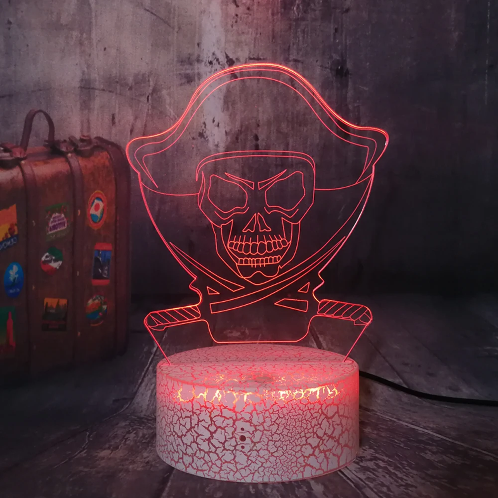 Best Halloween Gift for Kid Corsair LAVA Mood Lamp Pirate Crackle Base Motion Sensor Remote Touch 7 Color USB 3D LED Night Light