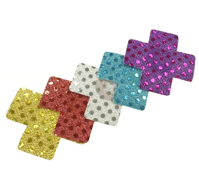 

Sexy sequins cross pasties nipple cover stain breast cover disposable nipple patches anti-glare seamless underwear, As picture