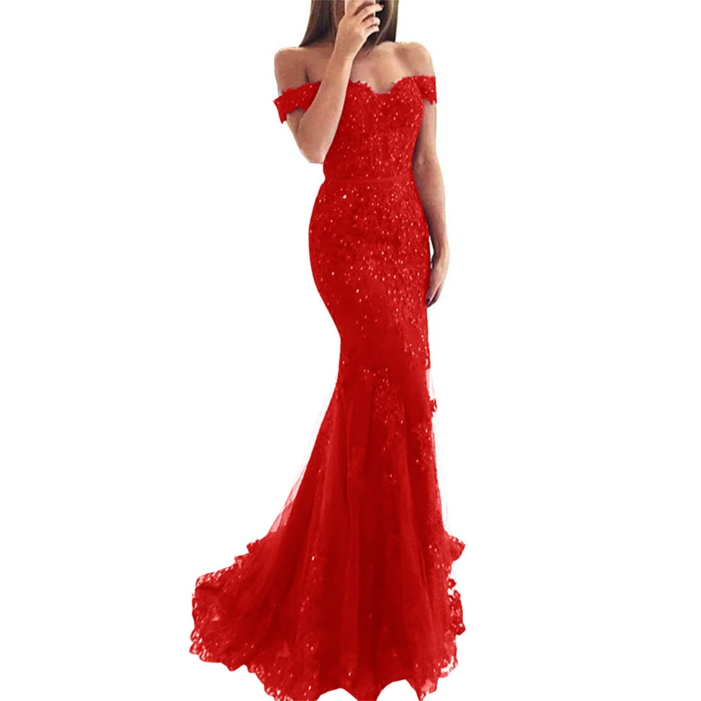 Chinese Red Women Evening Dress Wedding Dress