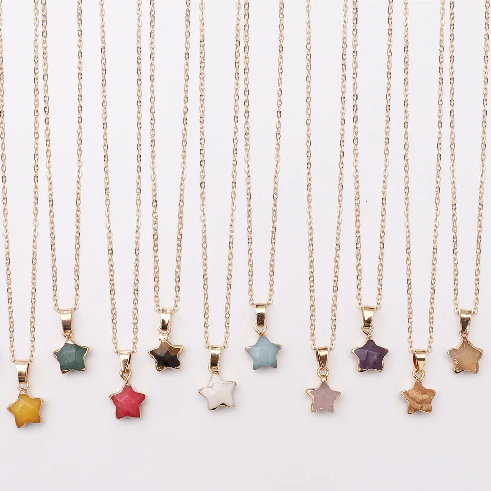 

Wholesale Many Colours Nature Stone Gold Plating Star Pendants Small Pendant Crystal Jewelry, Nature colour