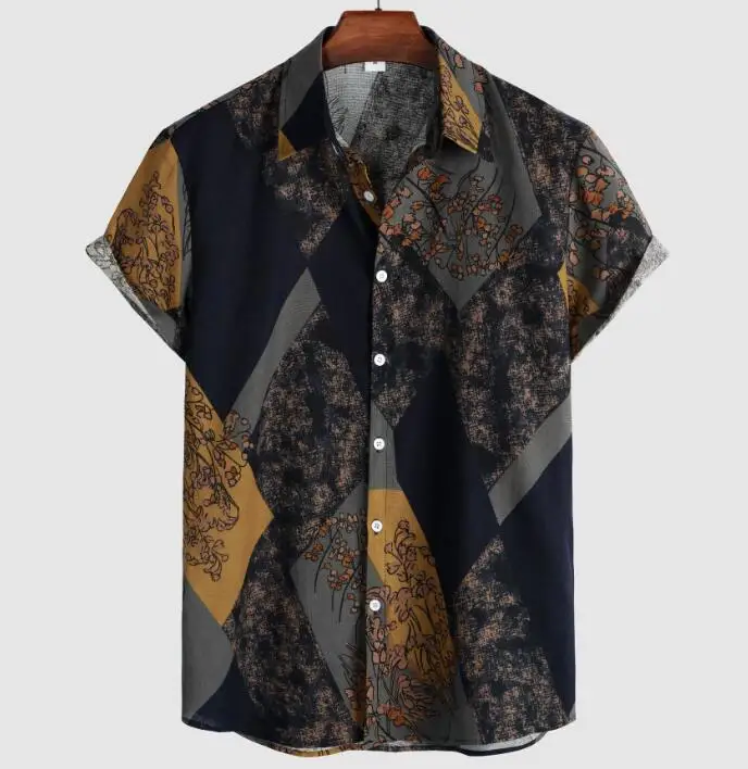 Full 3d Digital Printing Seaside Quick Dry Vacation Beach Shirts Cotton Linen Men's Casual Hawaian Resort Shirts