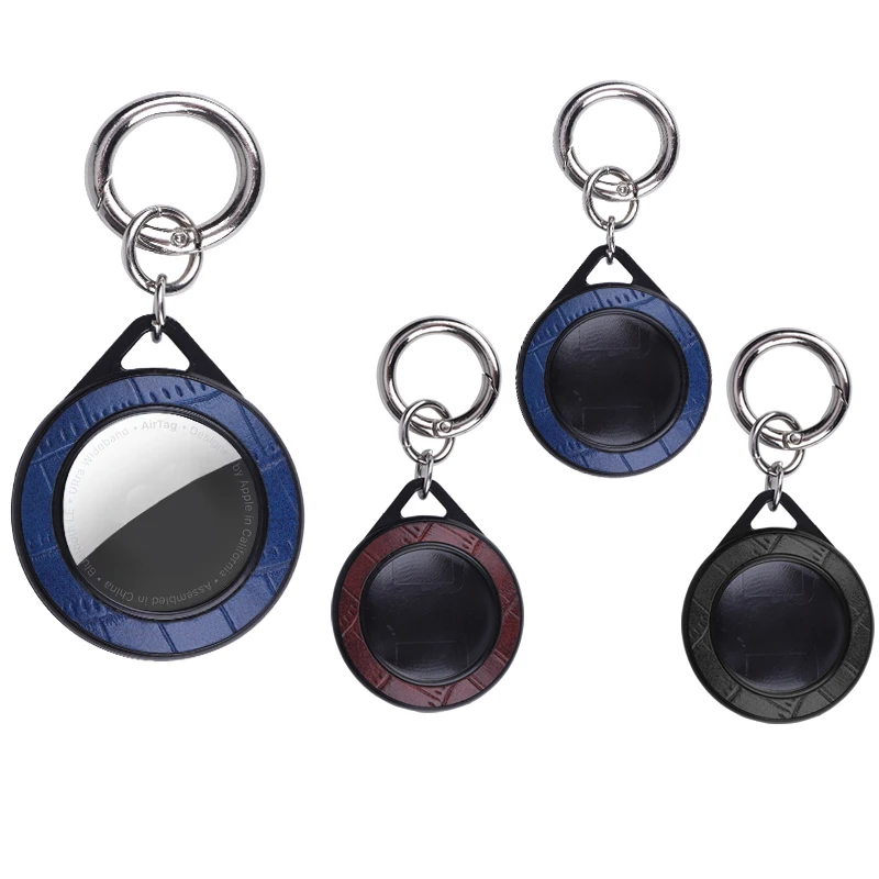 

Pet Dog Collar Anti-lost High-quality Premium Leather Key Chain Tracking Case with Key Ring Protect Cover for Apple Airtag Case, Multi colors