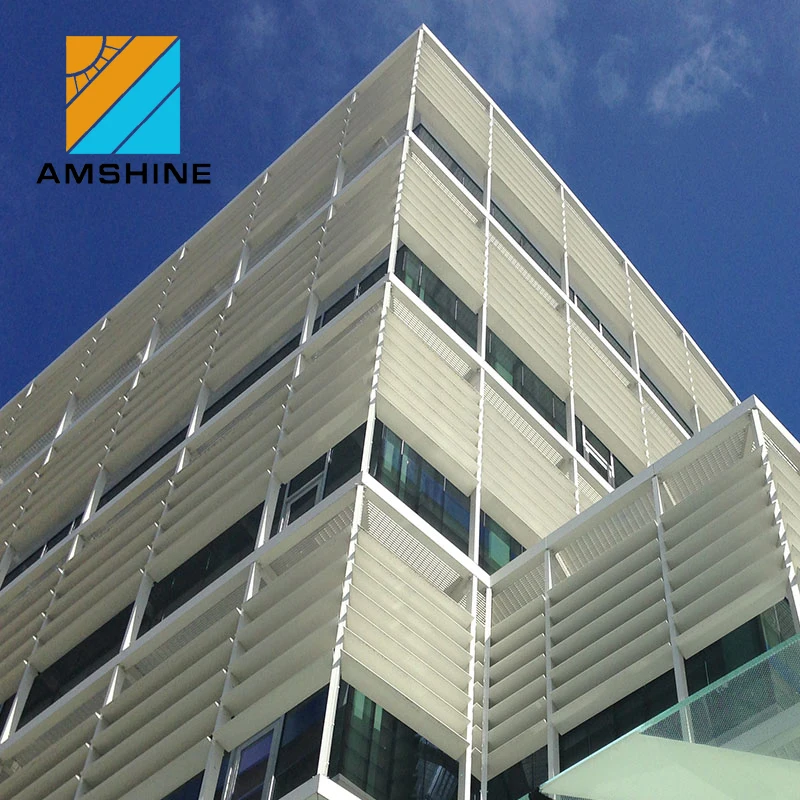 
Motorized adjustable blade metal outdoor sliding aluminium louvre shutters 