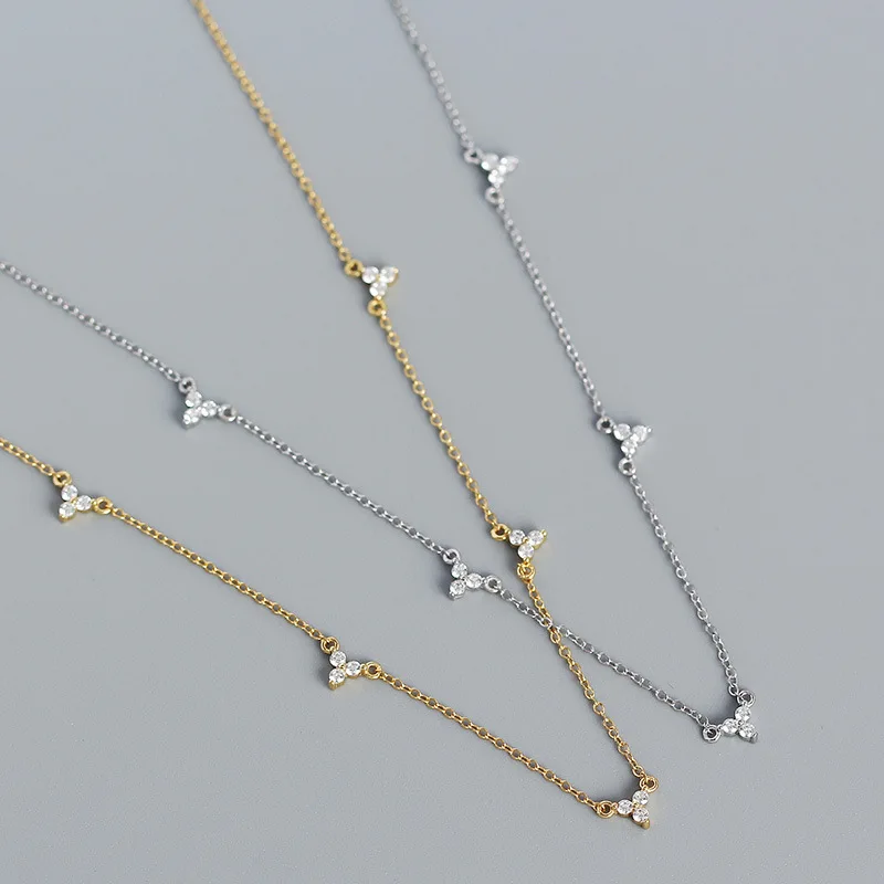 French Style 18K Gold Plated Flower Necklace Elegant 925 Sterling Sliver Zircon Choker Necklaces Fine Jewelry