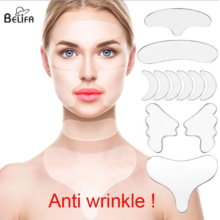 

3d transparent reusable medical grade anti wrinkle under face chest forehead neck cheek silicone silicon eye pads