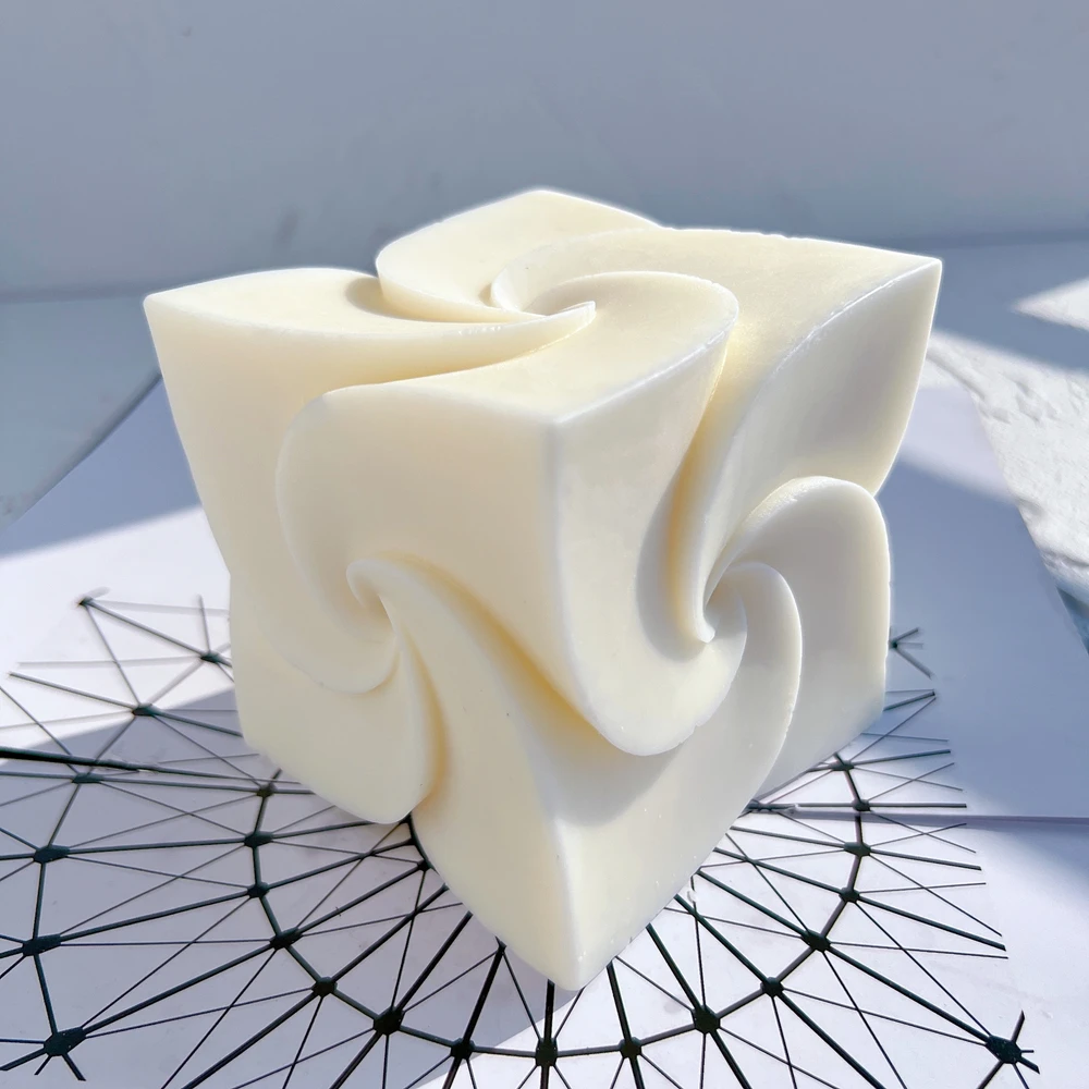Windmill Square Candles Mold Swirl Soy Wax Silicone Molds Unique Abstract Art Wax Mould