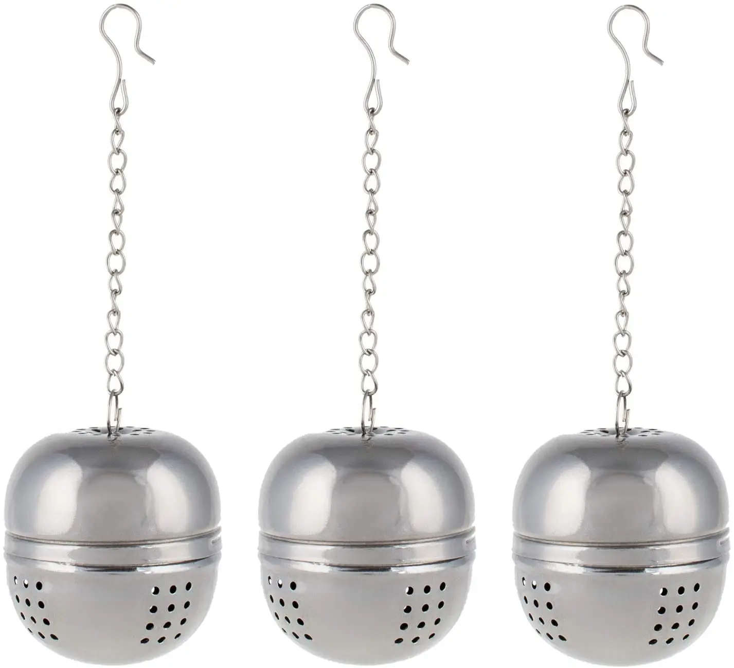 

Stainless Steel Silver Round Mesh Metal Soup Tea Ball Holder Infuser for Loose Leaf Teas