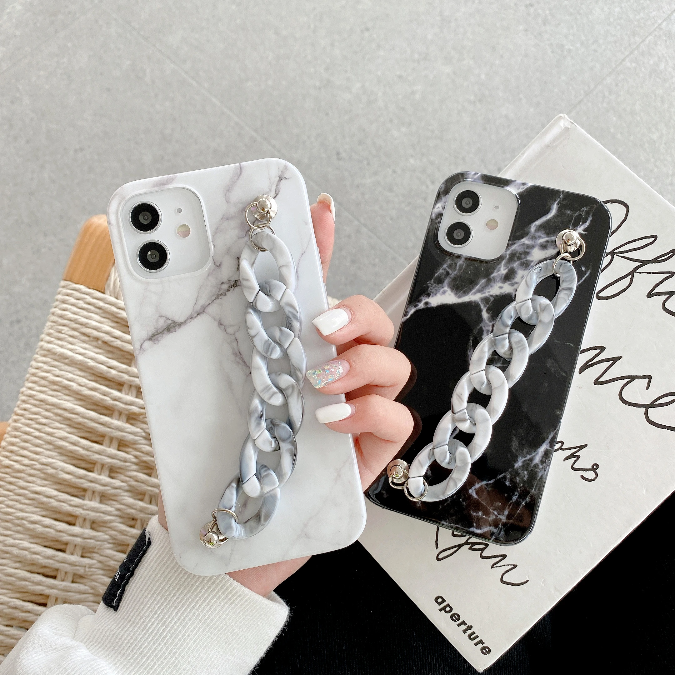 

For iPhone 13promax 12 11 Pro Max X 6 7 8 Plus Marble Phone Case With Strap Bracelet