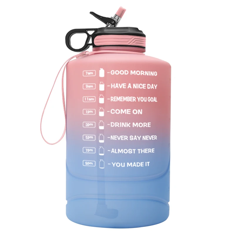 

2021hot 1 gallon sport water bottle Large Capacity motivational Water Bottle PETG Plastic Time Marker custom logo color packing, Customized color