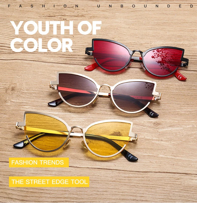 

Fashion high point retro cat eye sunglasses new glasses vintage women's cateye visor sunglasses ladies brand designer UV400