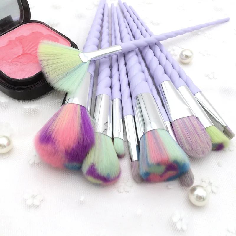 

10 pieces of spiral handle makeup brush set bag foundation powder eye shadow makeup brush beauty makeup cosmetic tools, White,colorful,black,pink,blue