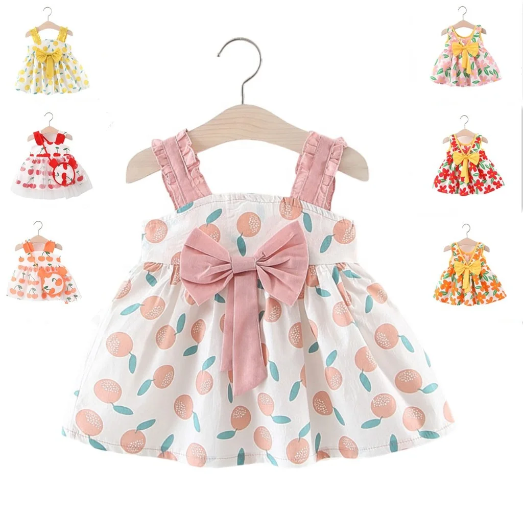 

Children Beautiful Clothes Summer Fashion Baby Dress Soft Girl Cherry Dress Girls' Dresses, As picture & customized