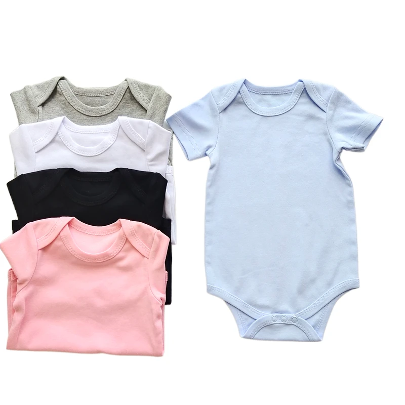 

Wholesale best price baby onesie 100%cotton plain baby romper, White;pink;light blue;black