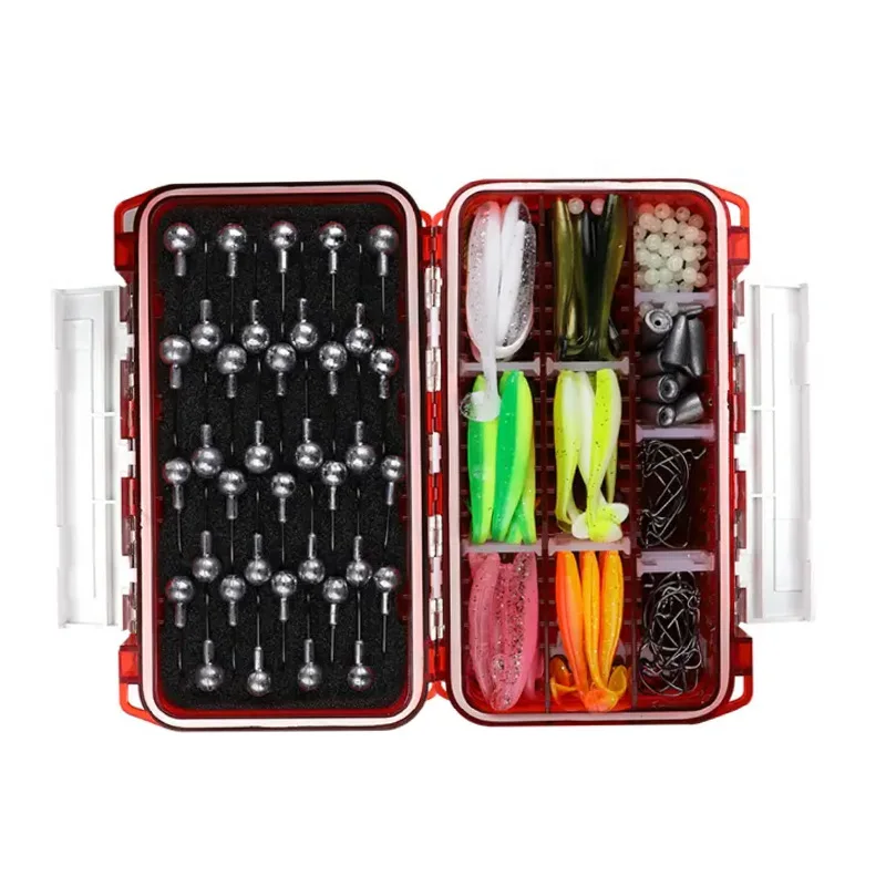 

150 Pcs Kit T Tail Silicone Lure Fishing Soft Bait Worm With Tail Plastic Clamp Hook Tackle For Fishing Bass, Multi colors