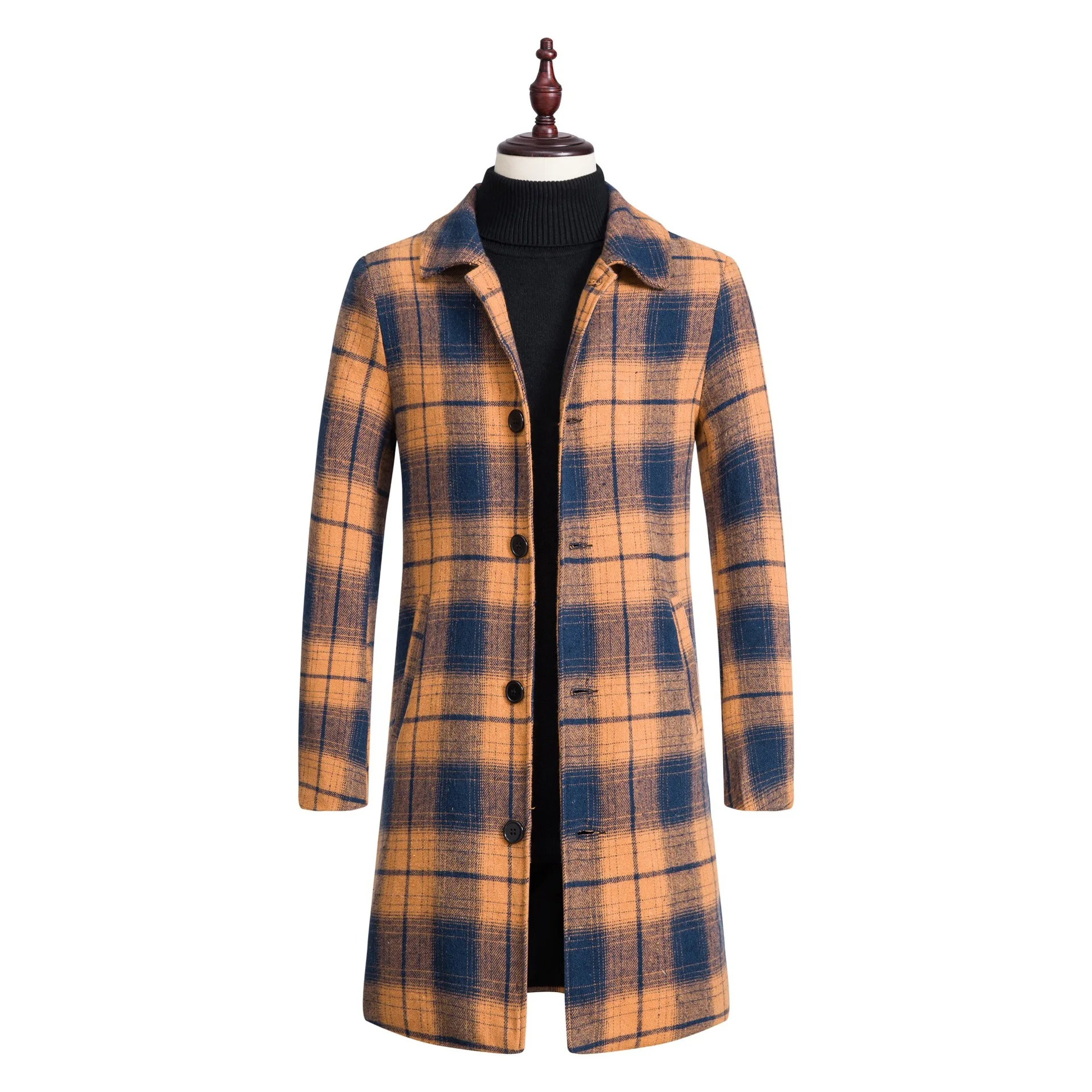 

Wholesale Top Selling Woolen Men Trench Coat Winter Mens Windbreaker Trench Coat 2021 Plaid Trench Coat, Picture shows