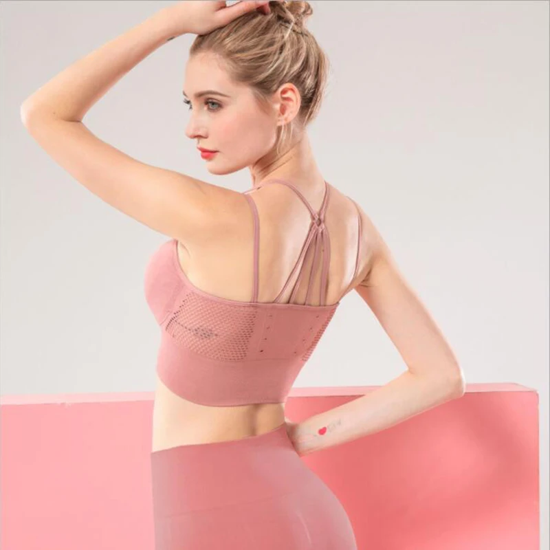 

Cross Back Tight Fitting Sports Bra Women Padded Gym Yoga Bra