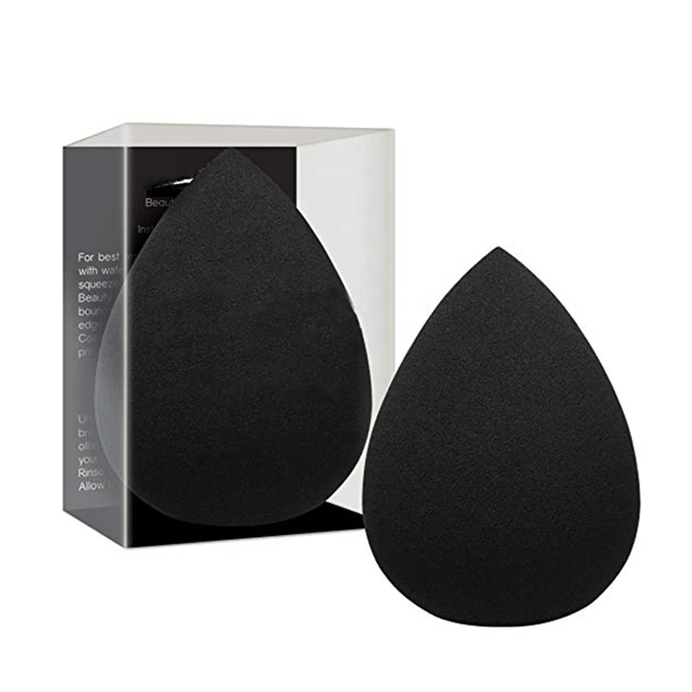 

Amazon Hot Sell Latex Free Black Blender Beauty Sponge waterdrop Shape Beauty Blenders with Private label LOGO