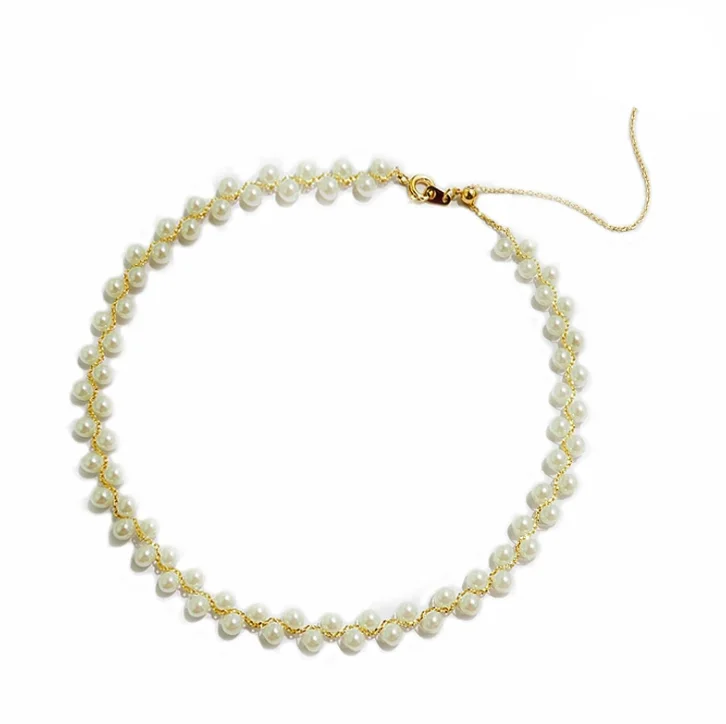 

jialin jewelry Japan South Korea simple women 2020 pearl chocker necklace