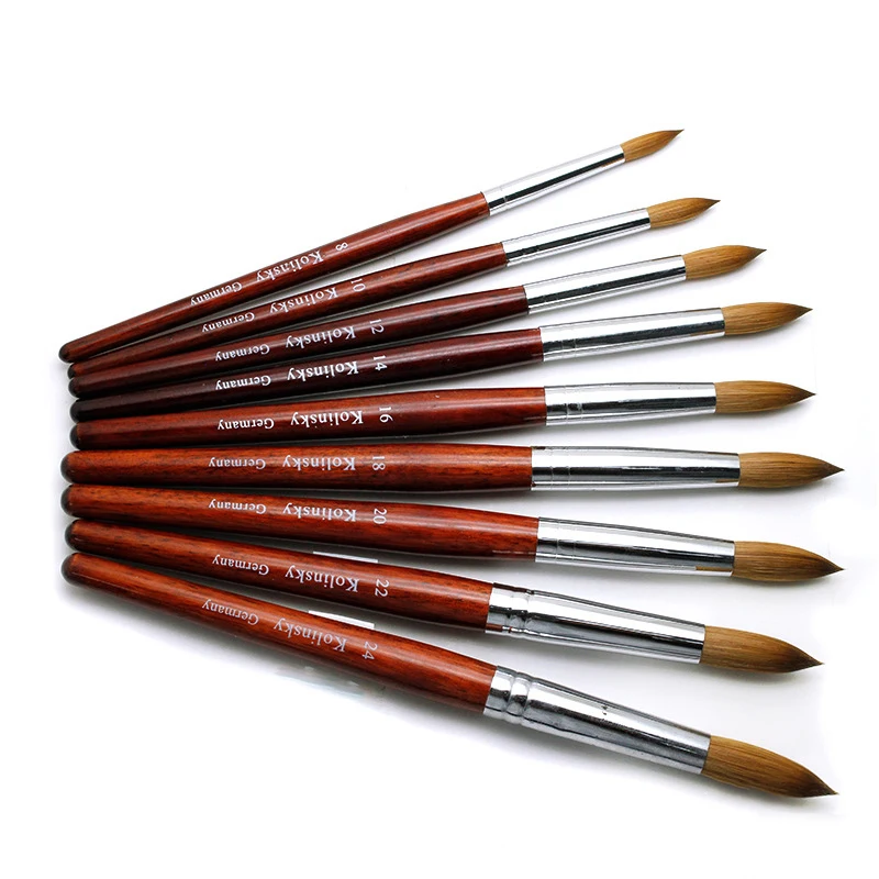 

HOT SELL Kolinsky Nail Brush Mink Crystal Pen Kolinsky Hair Acrylic Round Nail Art Brush Size 8/10/12/14/16/18/20/22/24