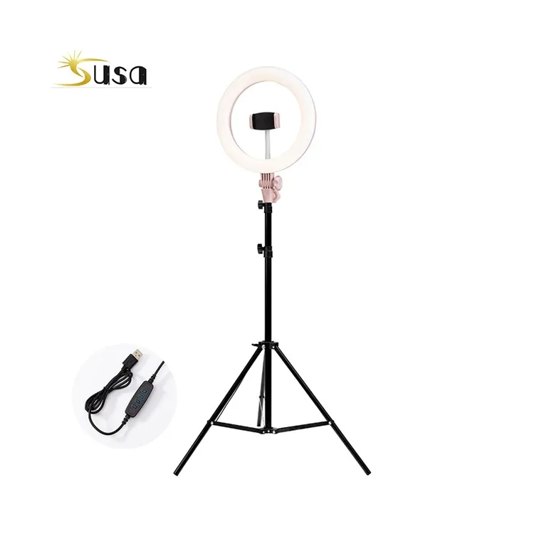 

10 Inch Led Makeup Ring Light Photography Ring Light Lamp Dimmable Ringlight 3000K-6000K, White pink