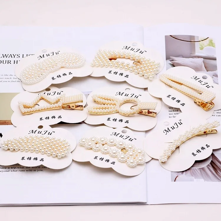 

10 pcs in Bag Go Shopping Wholesale Korean Girls Hair Jewelry Hair Clips Pearl Barrettes Barrette for Women, Gold,silver
