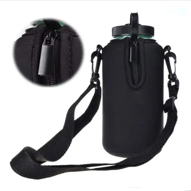 

32 Oz wide-mouth bottles cooler carrier protable neoprene insulated water bottle sleeve with shoulder strap and zipper