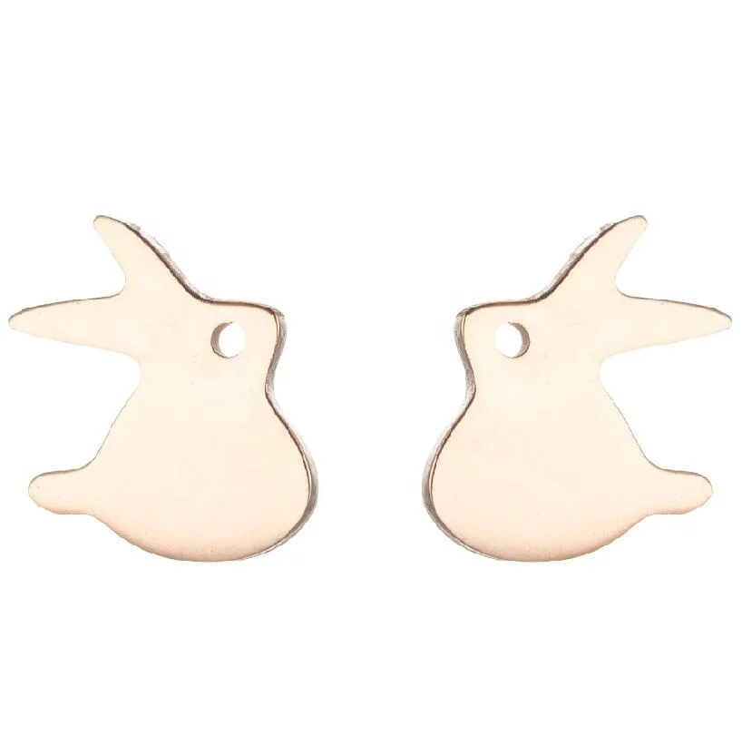 

Cute Stainless Steel Rabbit Pendant Stud Earrings For Women 2021 Huggies Bunny Animal Gift Statement Jewelry