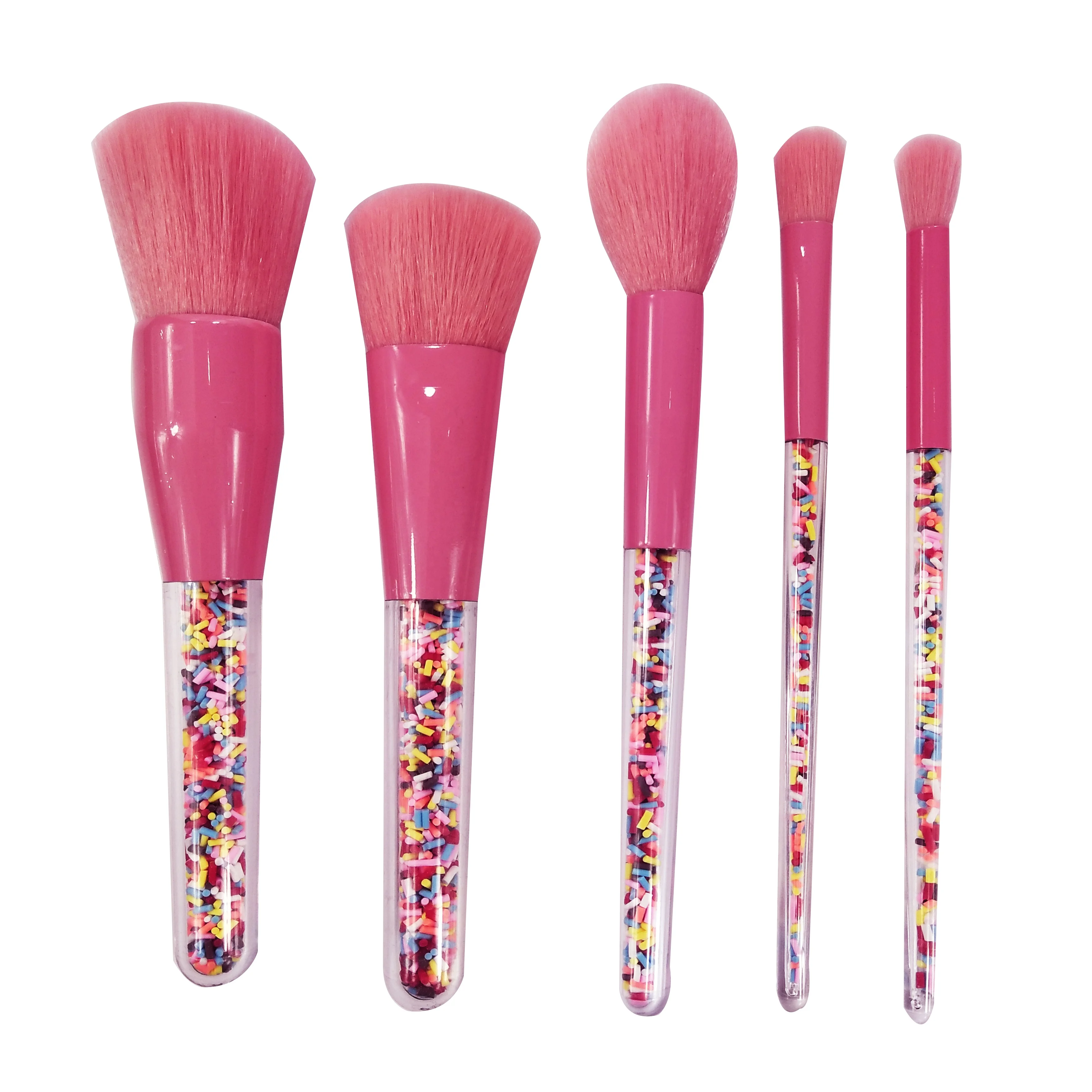 

5pcs Private Label Rainbow Cute Kids Shake Candy Makeup Brushes with Pouch