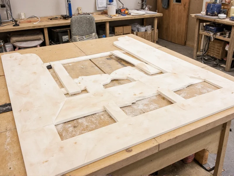 DIY bed headboard materials laid out on workbench