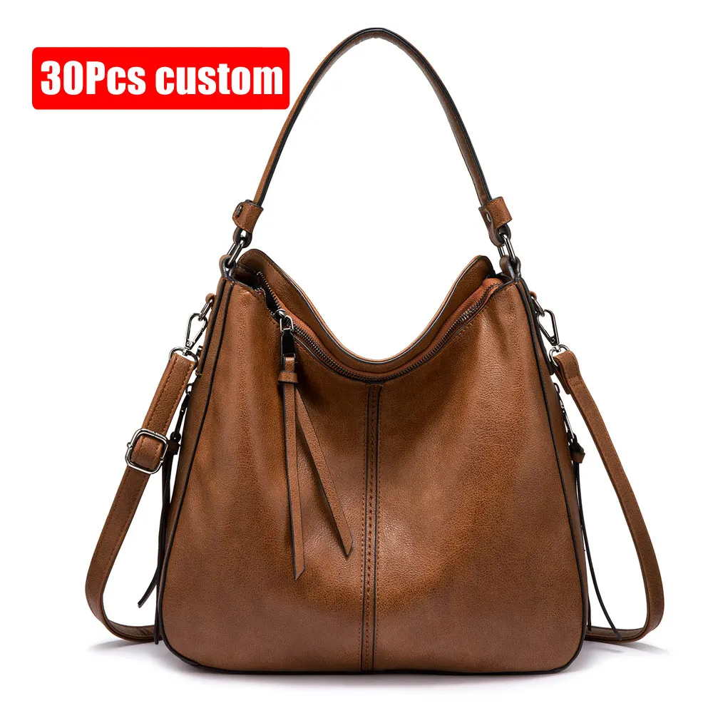 

Amazon Top Sale REALER High Quality Vintage PU Leather Crossbody Tote Bag Luxury Hobo Ladies Hand Bags Shoulder Women Handbags