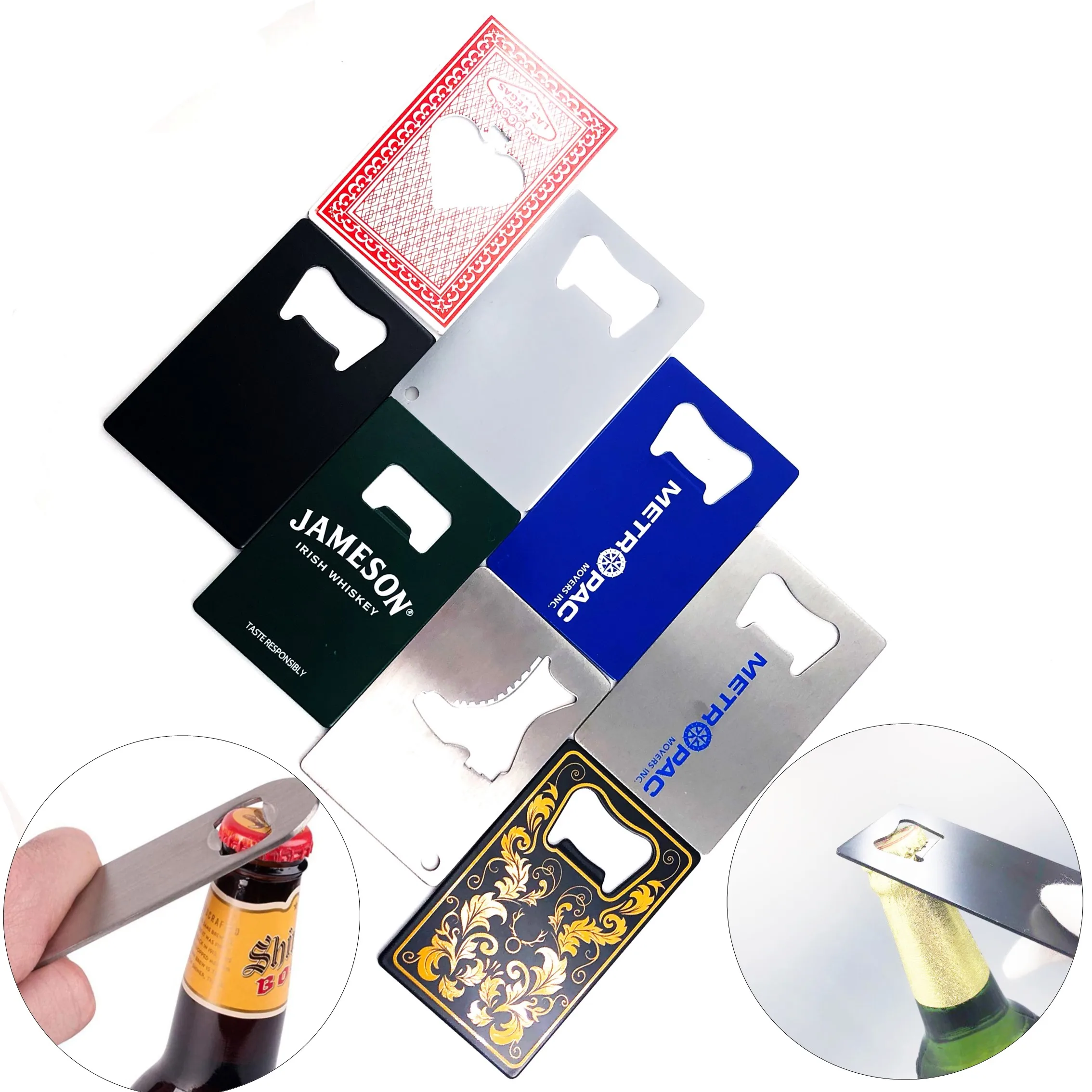 

Factory Direct Customized Logo Stainless Steel Credit Card Bottle Opener, Custom color