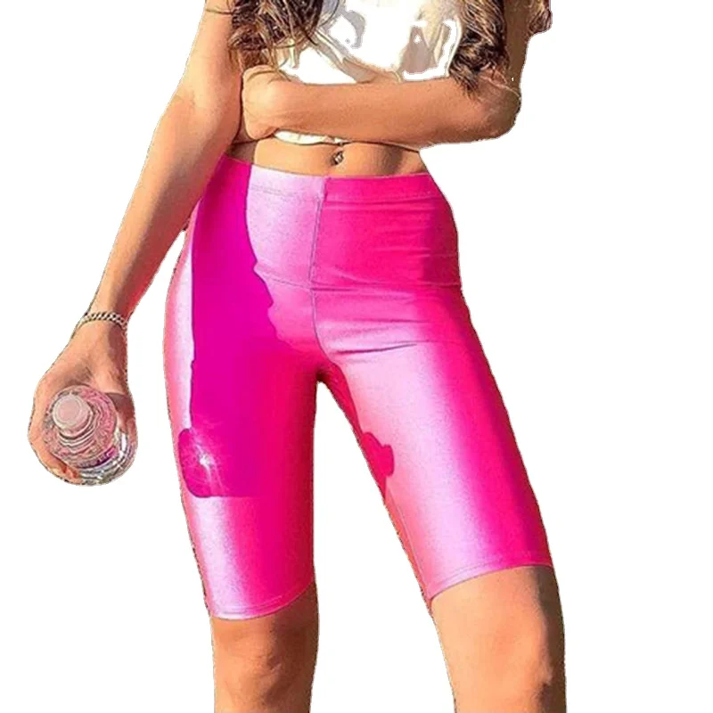 

European and American women's fashion popular high waist fluorescent women's casual shorts, Pic