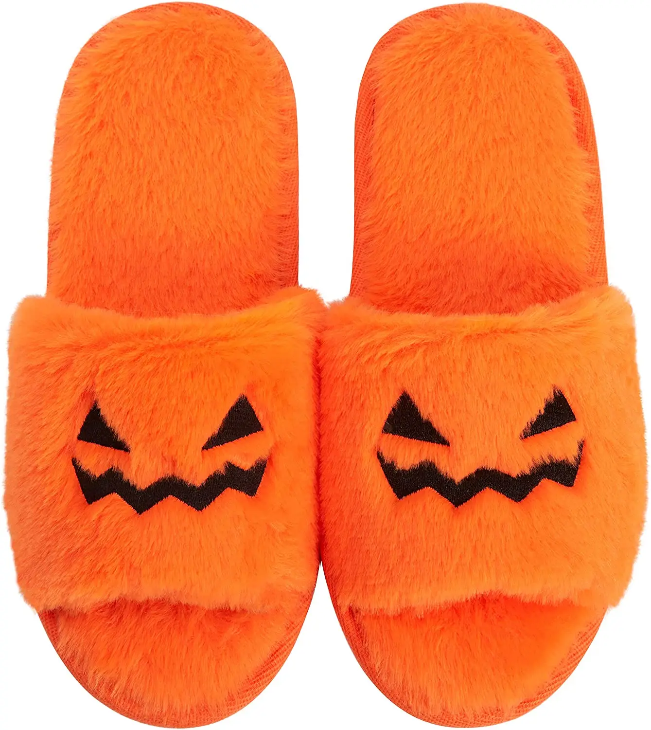 

wholesale orange indoor warm house fur furry pumpkin home slippers for women