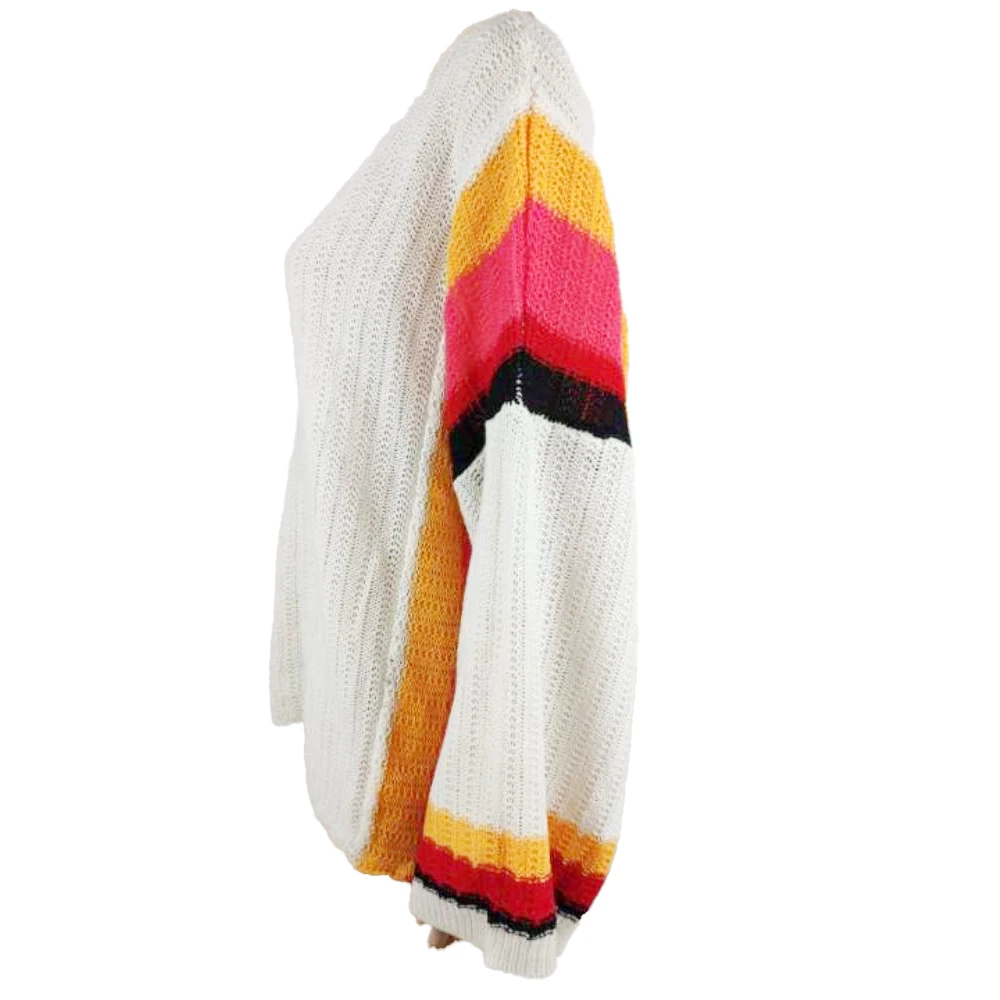 

Wholesale fashion women striped pullover 3/4 long sweater knitted autumn shirt knitwear blouse tops