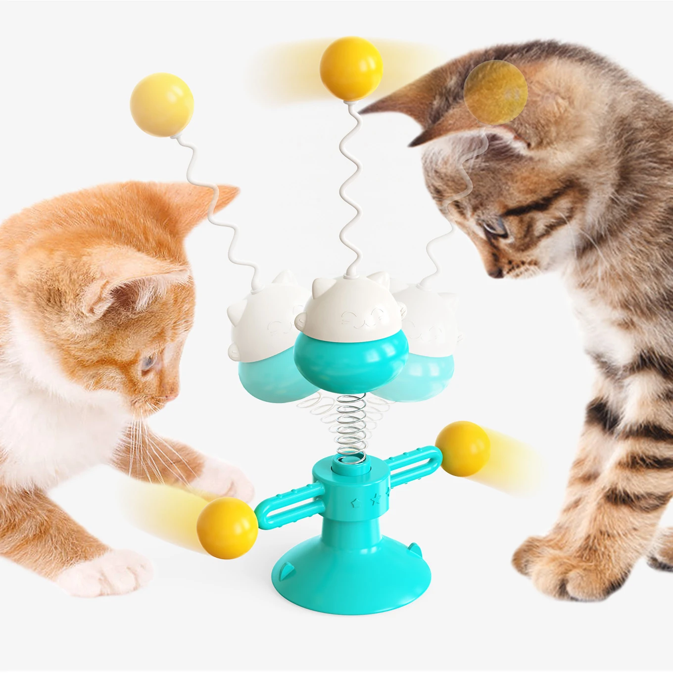 

Multifunctional fun windmill funny cat stick cat toy Leaking food carousel cat teasing pet toy educational pet toy, As shown