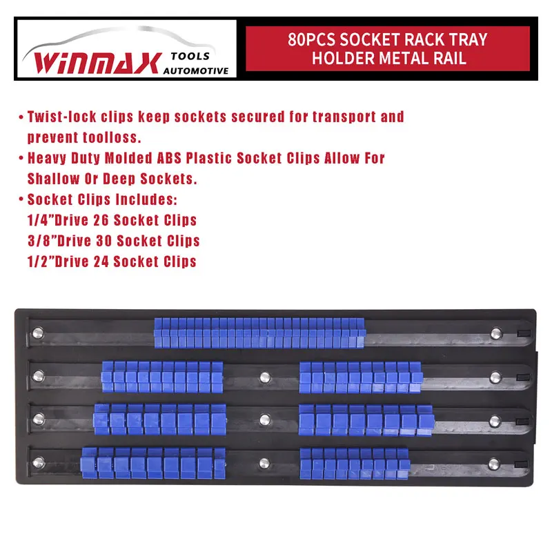 

Local stock in America! Winmax portable socket rail organizer storage for mechanics/tool cabinet 1/4 socket rail