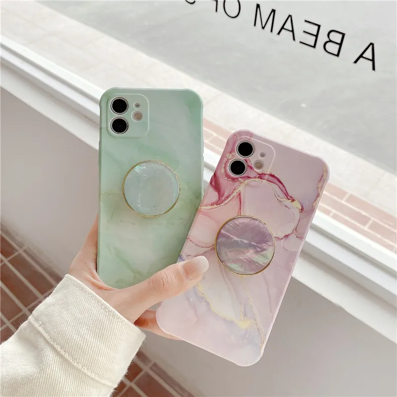 

Phone case Sublimation Creative Marble Phone Cover with Phone Holder for iPhone 12
