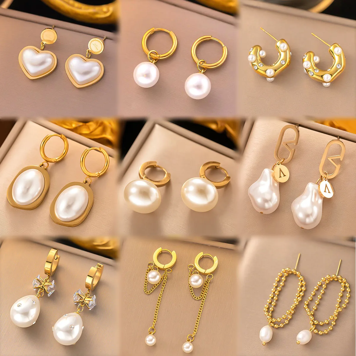 

New Stainless Steel 18k Gold Plated Pearl Zircon Tassel Huggie Hoop Drop Earrings Women Cz Flower Stud Earrings Jewelry Gift