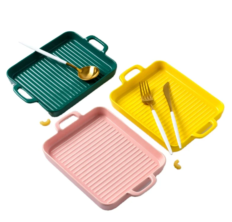 

Best quality baking plates porcelain deep baking tray dessert plates for oven microwave, Multi