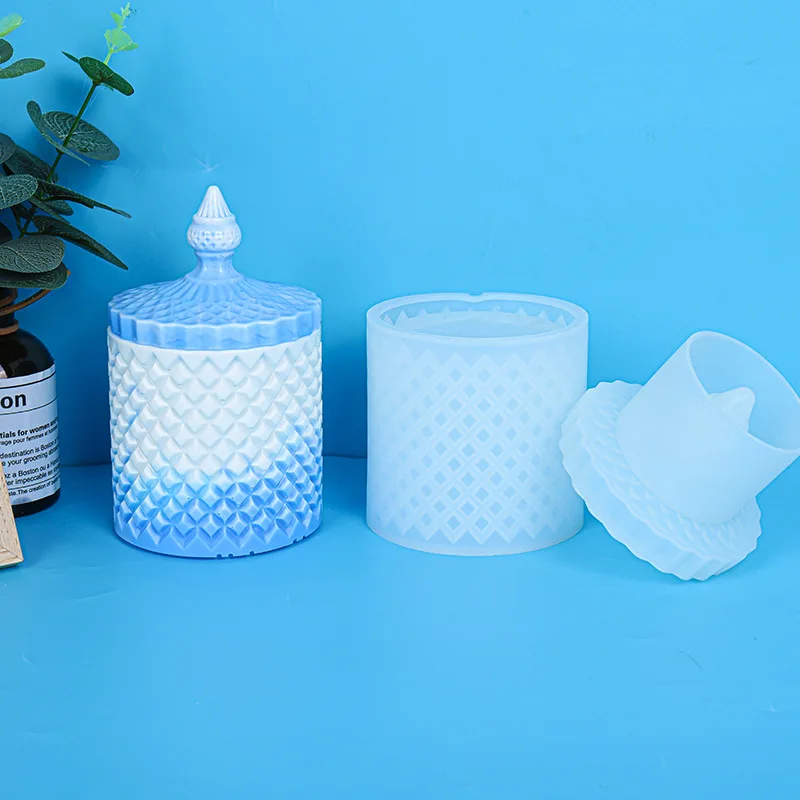 

GC DIY mirrored European style storage box jar candle cup silicone resin molds moldes de silicona para resina