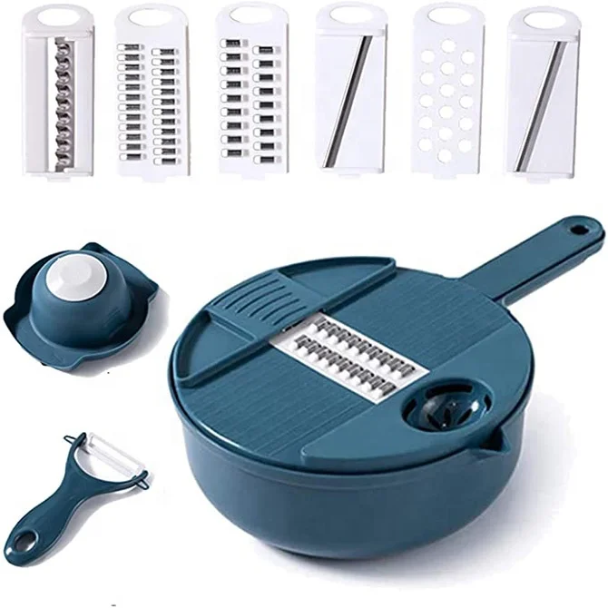 

Multifunctional 12 In 1 Vegetable Food Chopper Cutter Slicer Potato Peeler Shredder Carrot Onion Grater with Strainer