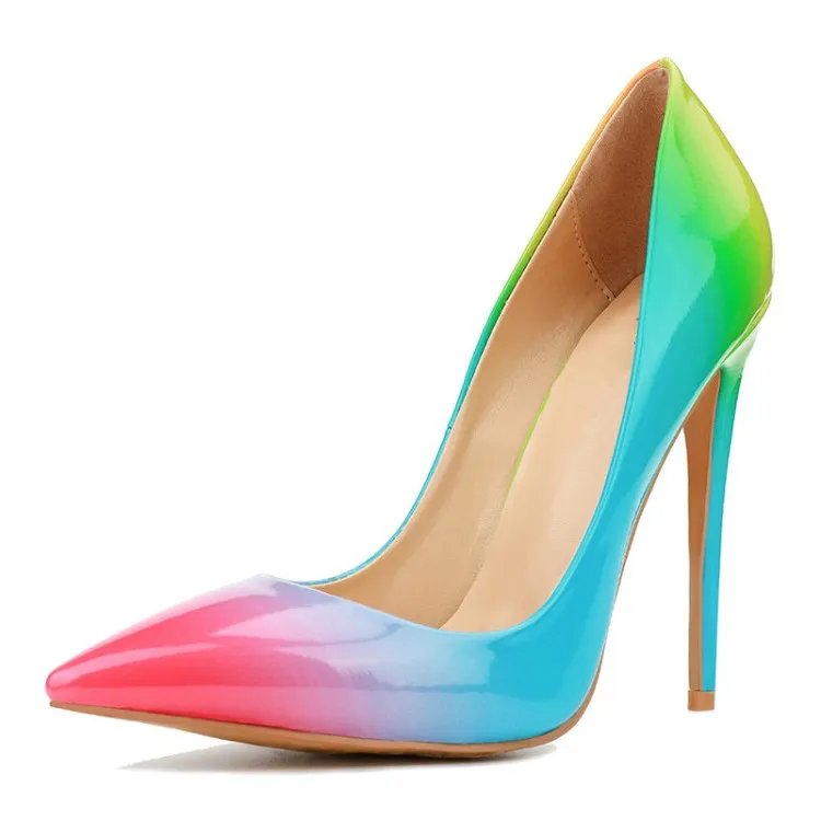 

Rainbow Colorful Custom Design Personalized Female Shoes Lady Luxury Heels for Ladies, Rainbow1, rainbow2
