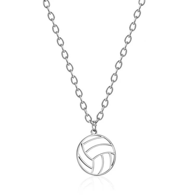 

Hip hop volleyball pendant charm hollow round pendant necklaces for men women